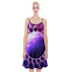 Beautiful Violet Nasa Deep Dream Fractal Mandala Spaghetti Strap Velvet Dress by jayaprime