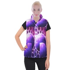 Beautiful Violet Nasa Deep Dream Fractal Mandala Women s Button Up Puffer Vest by jayaprime