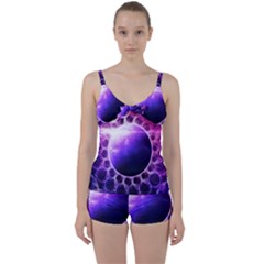 Beautiful Violet Nasa Deep Dream Fractal Mandala Tie Front Two Piece Tankini by jayaprime