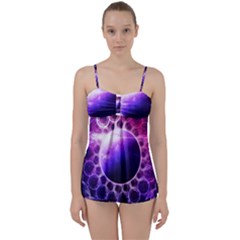 Beautiful Violet Nasa Deep Dream Fractal Mandala Babydoll Tankini Set by jayaprime