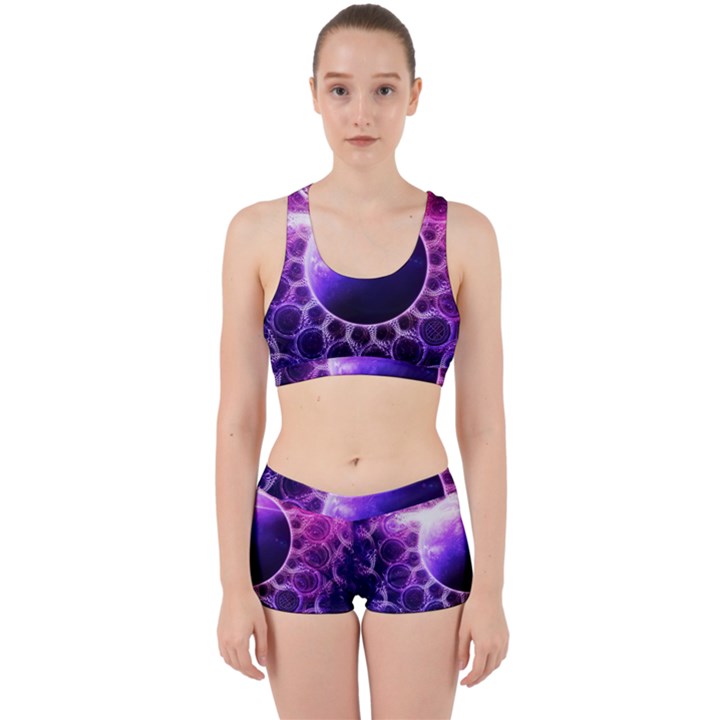 Beautiful Violet NASA Deep Dream Fractal Mandala Work It Out Sports Bra Set