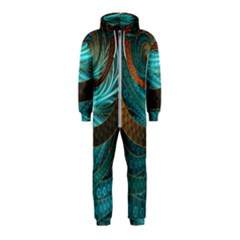 Beautiful Leather & Blue Turquoise Fractal Jewelry Hooded Jumpsuit (kids) by jayaprime