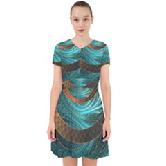 Beautiful Leather & Blue Turquoise Fractal Jewelry Adorable In Chiffon Dress by jayaprime