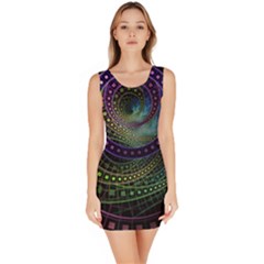 Oz The Great With Technicolor Fractal Rainbow Bodycon Dress by jayaprime