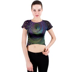 Oz The Great With Technicolor Fractal Rainbow Crew Neck Crop Top by jayaprime