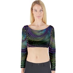 Oz The Great With Technicolor Fractal Rainbow Long Sleeve Crop Top by jayaprime