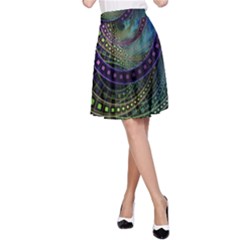 Oz The Great With Technicolor Fractal Rainbow A-line Skirt by jayaprime