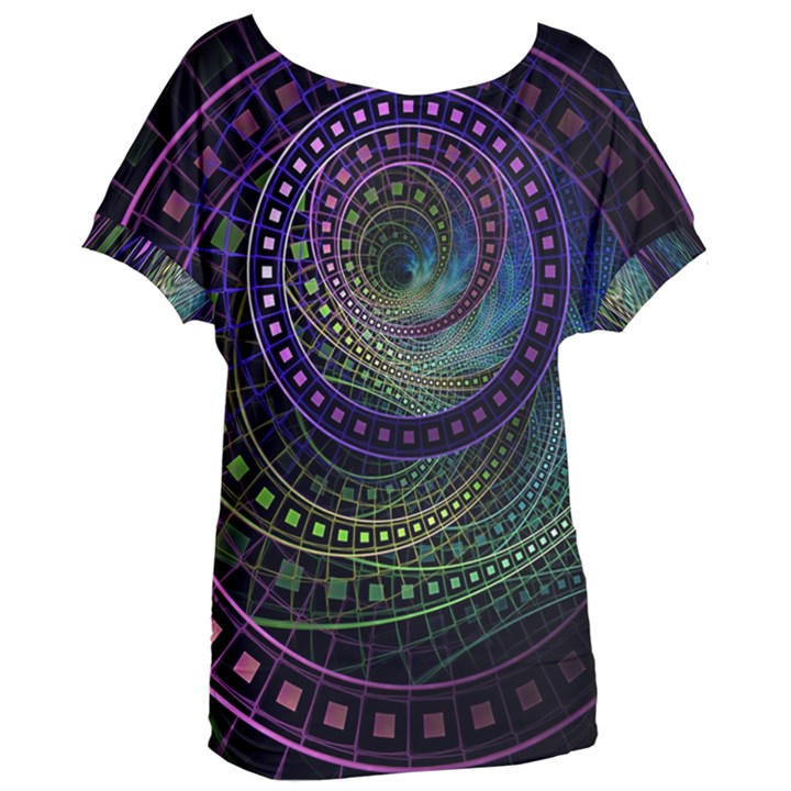 Oz the Great with Technicolor Fractal Rainbow Women s Oversized Tee