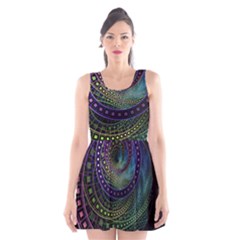 Oz The Great With Technicolor Fractal Rainbow Scoop Neck Skater Dress by jayaprime