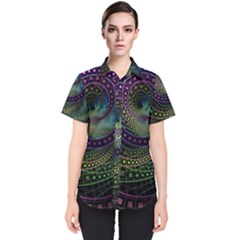 Oz The Great With Technicolor Fractal Rainbow Women s Short Sleeve Shirt