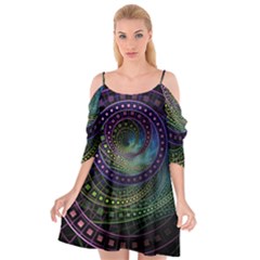 Oz The Great With Technicolor Fractal Rainbow Cutout Spaghetti Strap Chiffon Dress by jayaprime