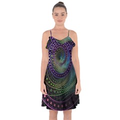 Oz The Great With Technicolor Fractal Rainbow Ruffle Detail Chiffon Dress by jayaprime