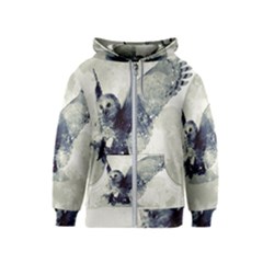 Cute Owl In Watercolor Kids  Zipper Hoodie by FantasyWorld7