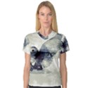 Cute Owl In Watercolor V-Neck Sport Mesh Tee View1