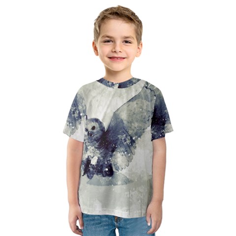 Cute Owl In Watercolor Kids  Sport Mesh Tee by FantasyWorld7