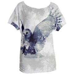 Cute Owl In Watercolor Women s Oversized Tee by FantasyWorld7