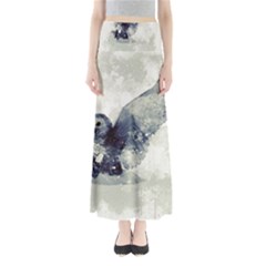 Cute Owl In Watercolor Full Length Maxi Skirt by FantasyWorld7