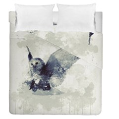 Cute Owl In Watercolor Duvet Cover Double Side (queen Size) by FantasyWorld7