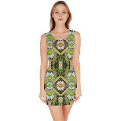 Bread Sticks And Fantasy Flowers In A Rainbow Bodycon Dress by pepitasart