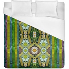 Bread Sticks And Fantasy Flowers In A Rainbow Duvet Cover (king Size) by pepitasart