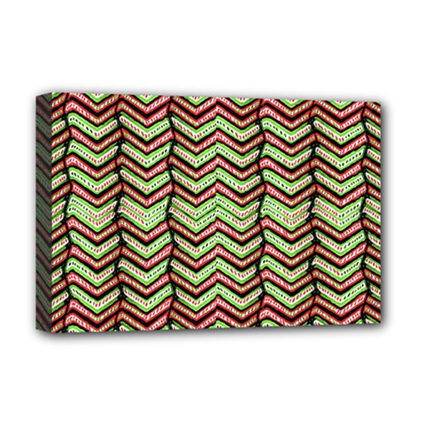 Zig Zag Multicolored Ethnic Pattern Deluxe Canvas 18  X 12  