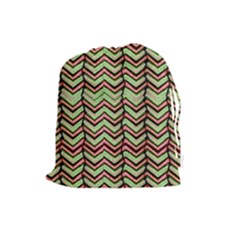 Zig Zag Multicolored Ethnic Pattern Drawstring Pouches (large)  by dflcprintsclothing