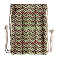 Zig Zag Multicolored Ethnic Pattern Drawstring Bag (large) by dflcprintsclothing