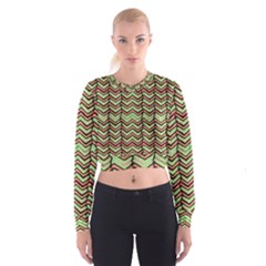 Zig Zag Multicolored Ethnic Pattern Cropped Sweatshirt by dflcprintsclothing