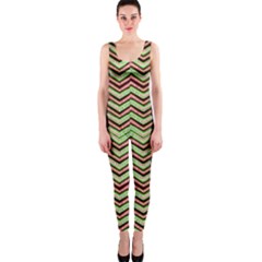 Zig Zag Multicolored Ethnic Pattern Onepiece Catsuit by dflcprintsclothing