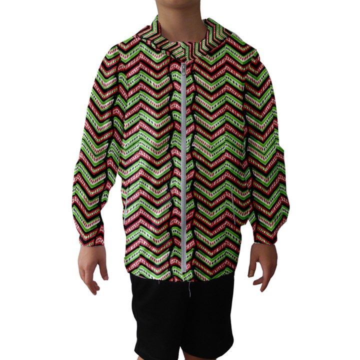 Zig Zag Multicolored Ethnic Pattern Hooded Wind Breaker (Kids)