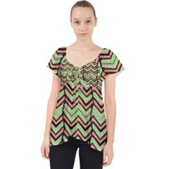 Zig Zag Multicolored Ethnic Pattern Lace Front Dolly Top