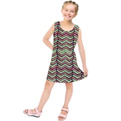 Zig Zag Multicolored Ethnic Pattern Kids  Tunic Dress