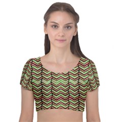 Zig Zag Multicolored Ethnic Pattern Velvet Crop Top