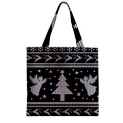 Ugly Christmas Sweater Zipper Grocery Tote Bag by Valentinaart