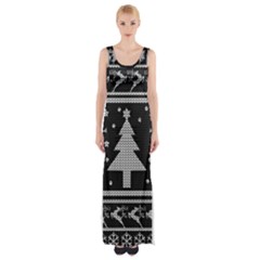 Ugly Christmas Sweater Maxi Thigh Split Dress by Valentinaart