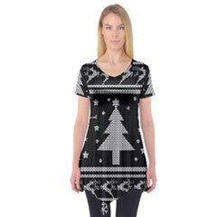 Ugly Christmas Sweater Short Sleeve Tunic  by Valentinaart