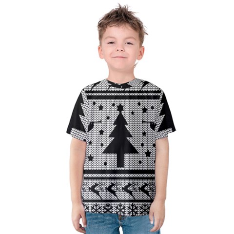 Ugly Christmas Sweater Kids  Cotton Tee by Valentinaart