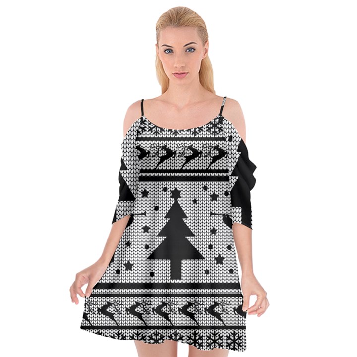 Ugly Christmas Sweater Cutout Spaghetti Strap Chiffon Dress