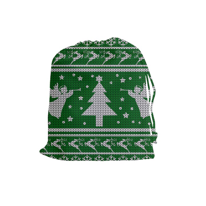 Ugly Christmas Sweater Drawstring Pouches (Large) 