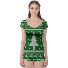 Ugly Christmas Sweater Boyleg Leotard  by Valentinaart