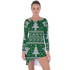 Ugly Christmas Sweater Asymmetric Cut-out Shift Dress by Valentinaart