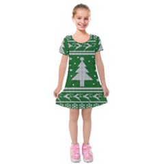 Ugly Christmas Sweater Kids  Short Sleeve Velvet Dress by Valentinaart