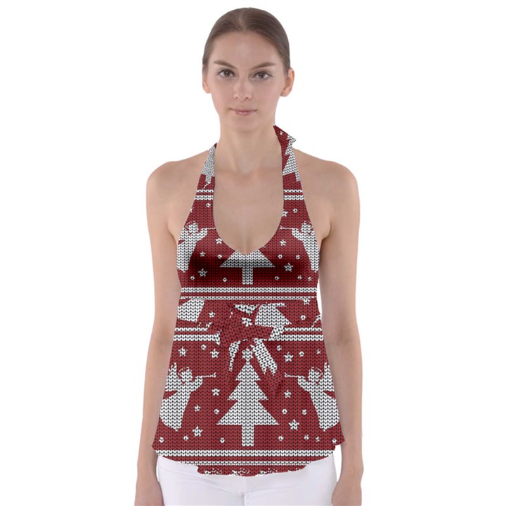 Ugly Christmas Sweater Babydoll Tankini Top