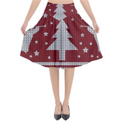 Ugly Christmas Sweater Flared Midi Skirt by Valentinaart