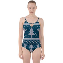 Ugly Christmas Sweater Cut Out Top Tankini Set