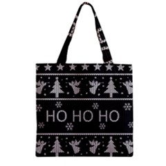 Ugly Christmas Sweater Zipper Grocery Tote Bag by Valentinaart