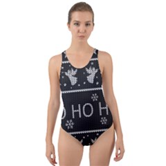 Ugly Christmas Sweater Cut-out Back One Piece Swimsuit by Valentinaart