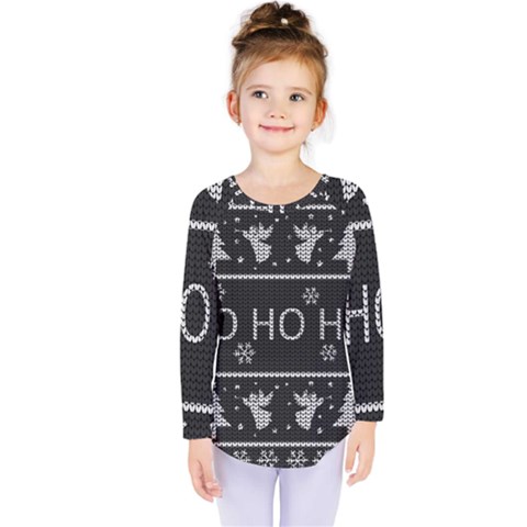 Ugly Christmas Sweater Kids  Long Sleeve Tee by Valentinaart