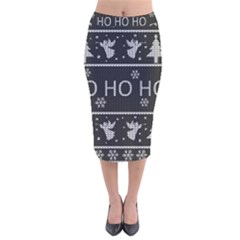 Ugly Christmas Sweater Velvet Midi Pencil Skirt by Valentinaart