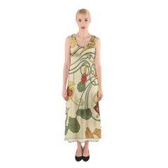 Floral Art Nouveau Sleeveless Maxi Dress by NouveauDesign